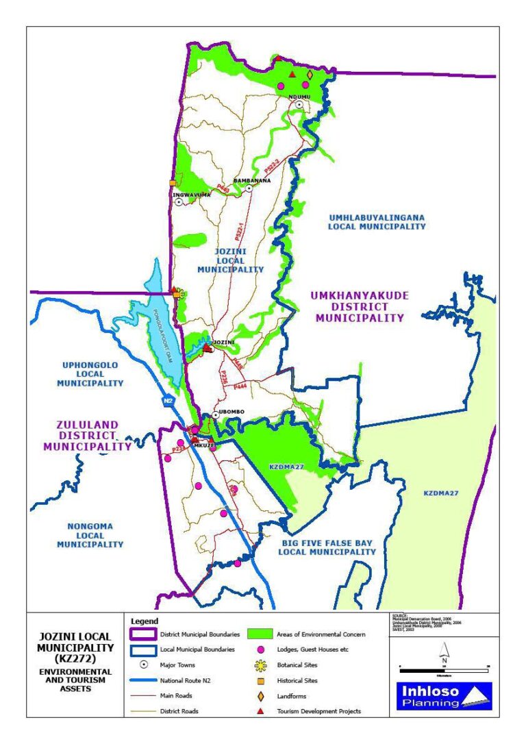 Jozini Municipality Environmental and tourism assets map
